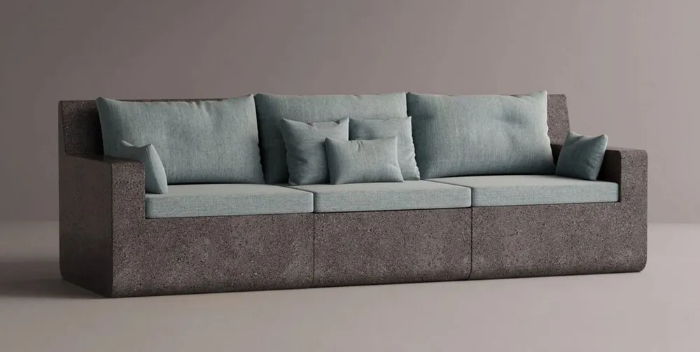 Casa Padrino sofá de lujo azul claro / antracita 270 cm - Sofá modular de hormigón resistente a la intemperie Echt