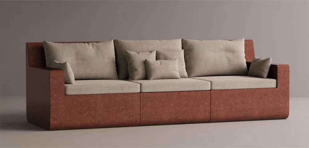Echt Casa Padrino sofá de lujo crema / marrón 270 cm - Sofá modular de hormigón resistente a la intemperie