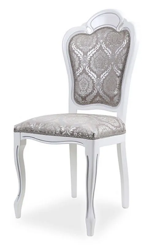 Casa Padrino silla de comedor barroco de lujo gris / blanco - Muebles de comedor de estilo barroco Abverkauf
