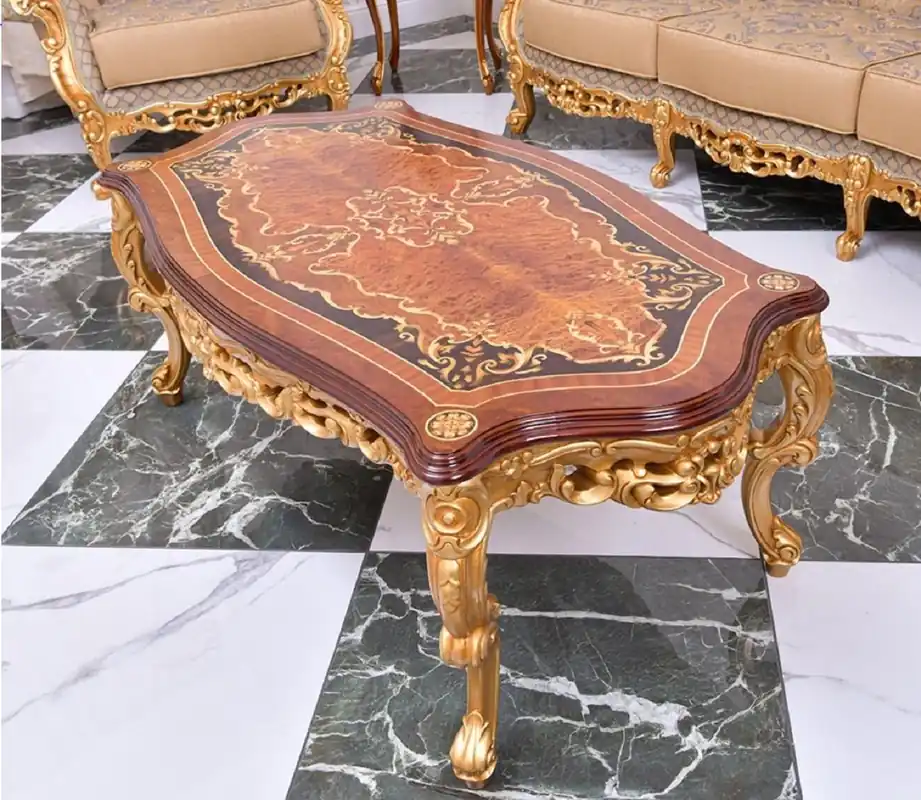 Casa Padrino mesa de centro barroco de lujo marrón / oro 128 cm - Muebles barrocos - Hecho en Italia Expressversand