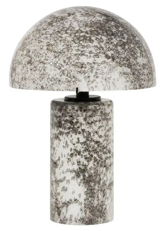 Schnäppchen Casa Padrino lámpara de mesa de vidrio de lujo blanco / gris A. 36 cm - Lámpara de escritorio redonda