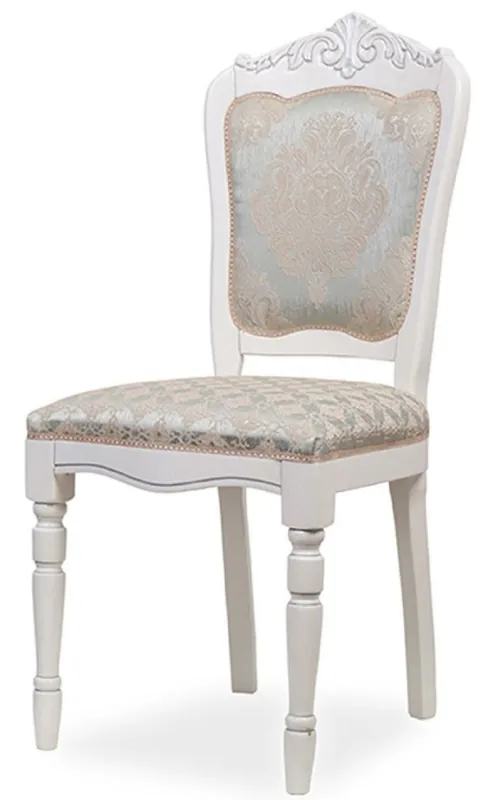 Direktkauf Casa Padrino silla de comedor barroco de lujo plata / beige / blanco A. 104 cm - Muebles de comedor barrocos