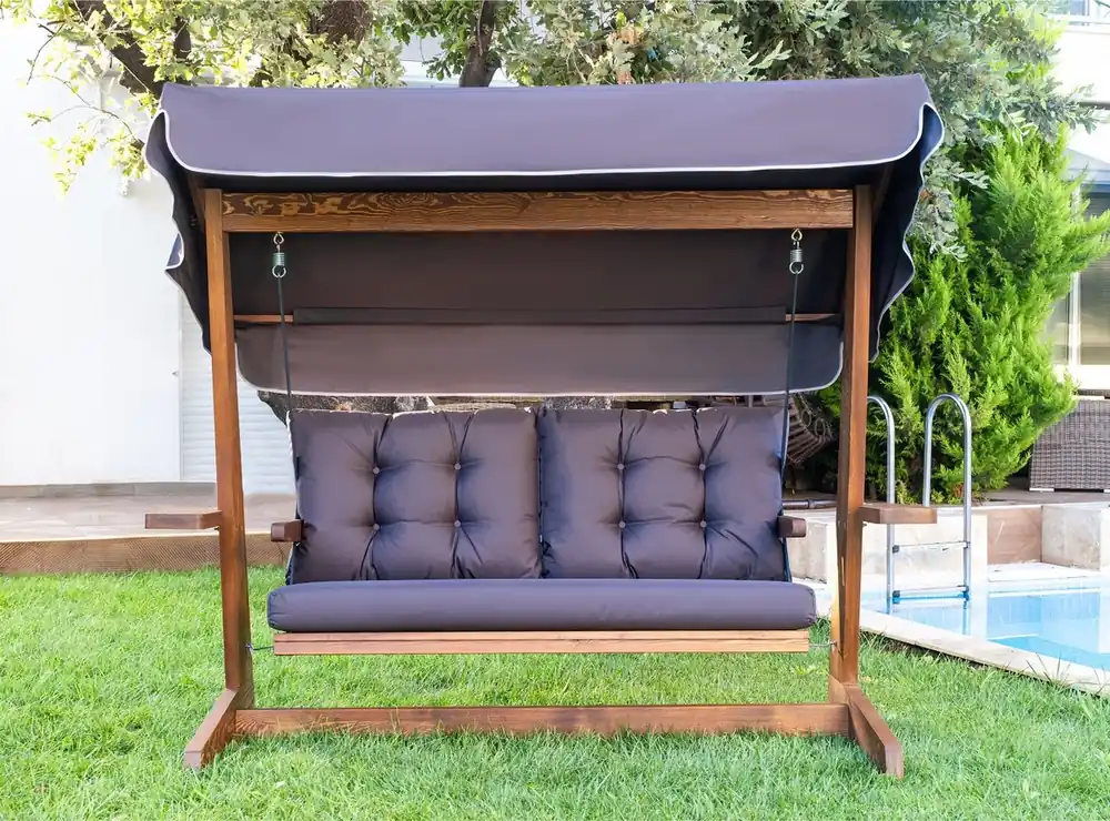 Wochenendangebot Casa Padrino columpio de Hollywood de lujo púrpura / marrón 237 cm - Columpio de jardín