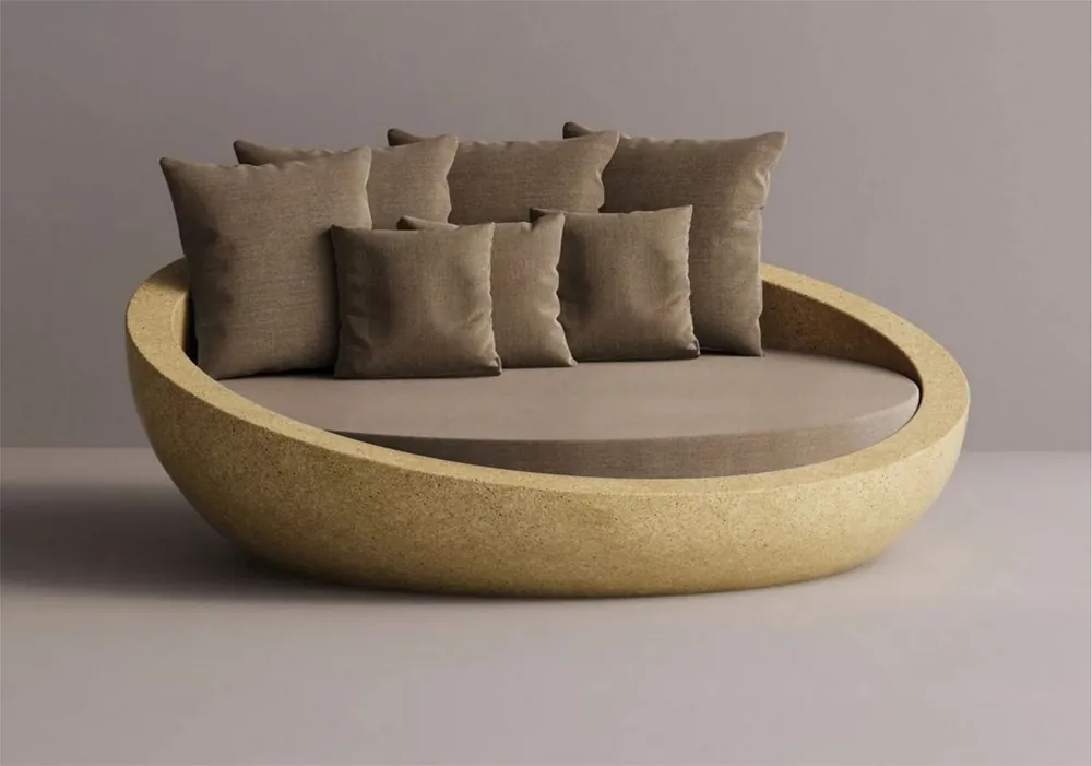 Top-Angebot Casa Padrino Isla tumbona de hormigón de lujo marrón / amarillo Ø 180 cm - Muebles de jardín y hotel