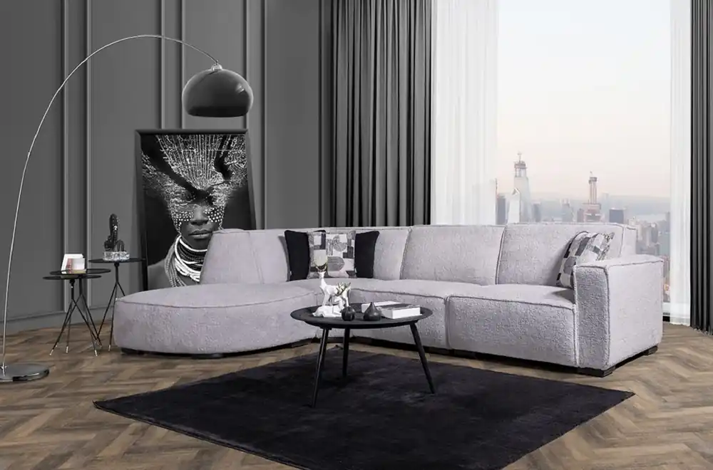 Expressversand Casa Padrino sofá esquinero de lujo gris / negro 290 x 215 cm - Muebles de salón y hotel