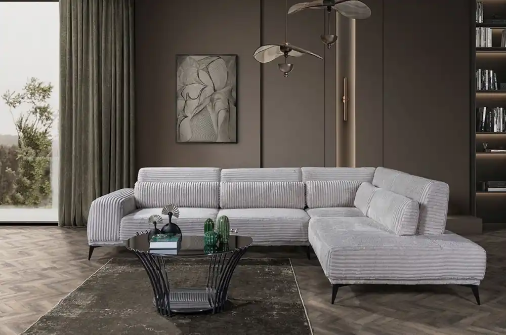 Knallerangebot Casa Padrino sofá esquinero de lujo con respaldo ajustable gris / negro 330 x 240 cm