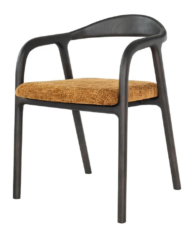 Casa Padrino silla de comedor de lujo con reposabrazos negro / marrón - Muebles para hoteles y restaurantes Ausverkauf
