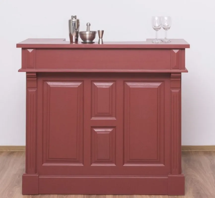 Neu Casa Padrino barra de bar de estilo campestre rojo burdeos 120 cm - Mueble bar macizo