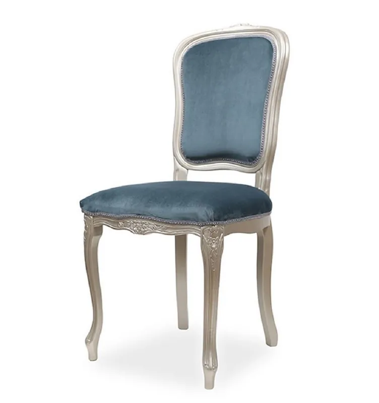 Sale Casa Padrino silla de comedor barroco de lujo azul / plata A. 100 cm