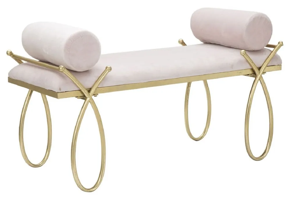 Zertifiziert Casa Padrino banco de lujo rosa / oro 112,5 cm - Interior de lujo