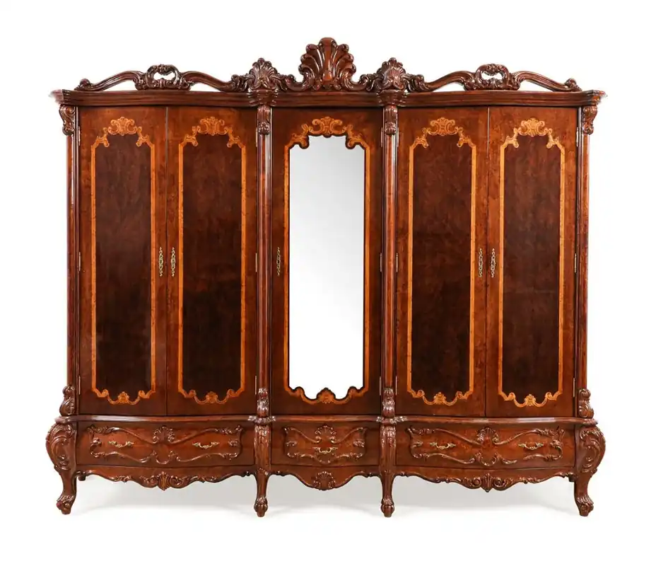 Casa Padrino armario de dormitorio barroco de lujo con 5 puertas marrón 305 cm - Muebles barrocos Knallerangebot