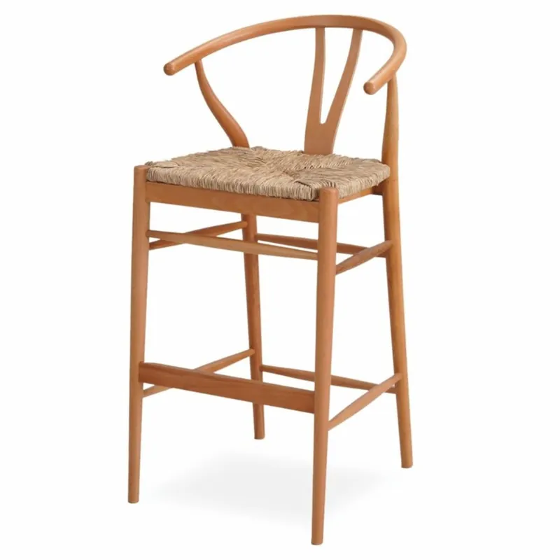 Wochenendangebot Casa Padrino silla de bar de lujo con reposabrazos natural A. 103 cm - Muebles bar de madera maciza