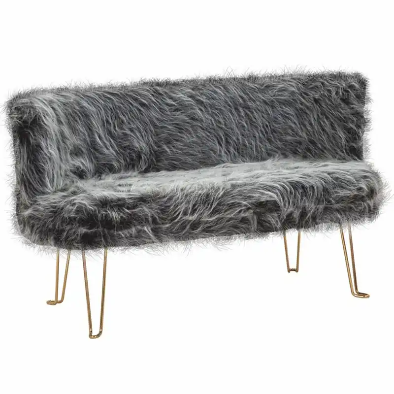 Casa Padrino sofá de salón de lujo de piel artificial gris / latón 134 cm Saisonangebot