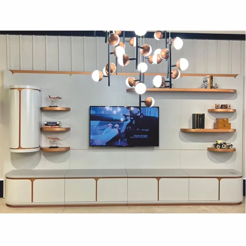 Casa Padrino gabinete de TV de lujo blanco / gris / cobre 430 cm - Muebles de salón y hotel Online Kaufen