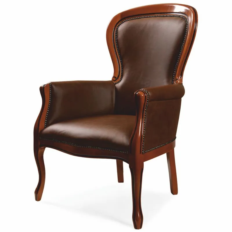 Casa Padrino sillón barroco de lujo de cuero artificial marrón oscuro / marrón - Muebles barrocos Preiswert
