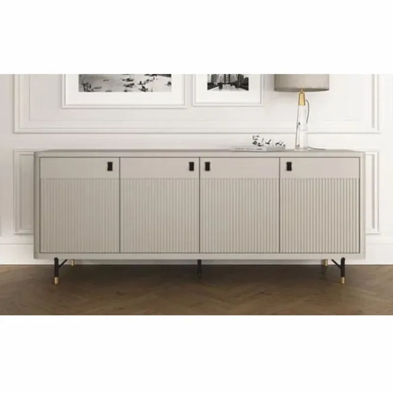 Must-Have Casa Padrino aparador de lujo con 4 puertas gris / negro / oro 220 cm