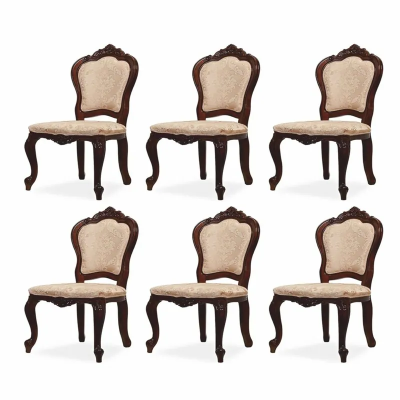 Aktuell Casa Padrino conjunto de 6 sillas de comedor barrocos de lujo con patrón beige / marrón A. 103 cm