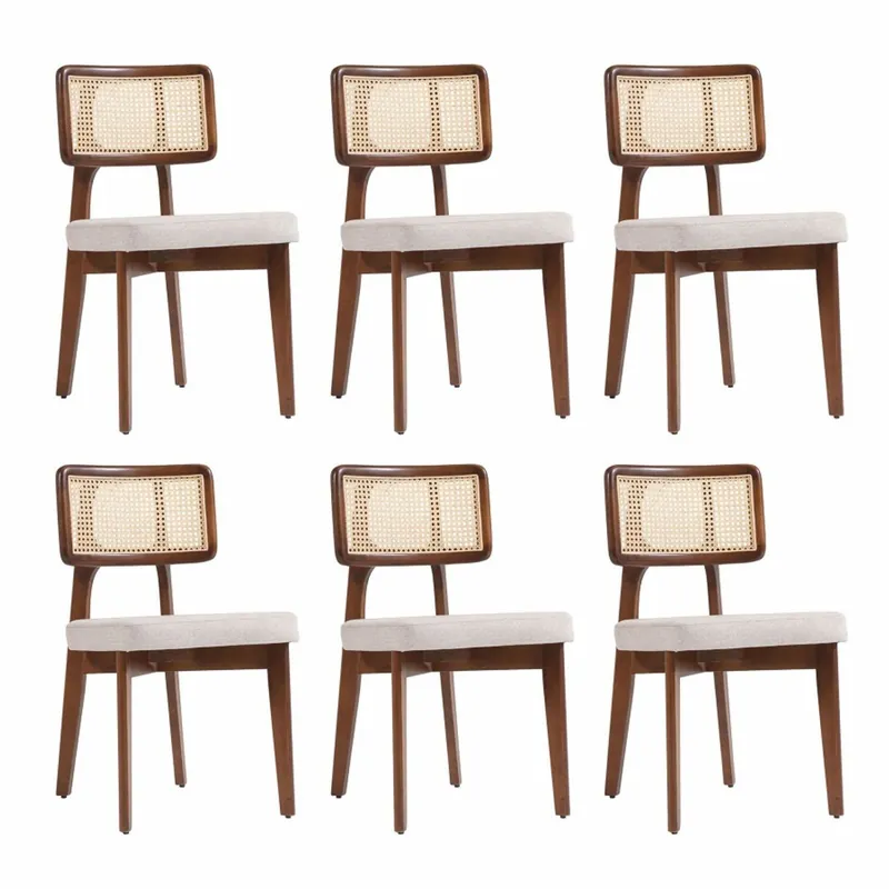 Casa Padrino conjunto de 6 sillas de comedor de lujo gris / marrón / natural A. 85 cm Bestseller