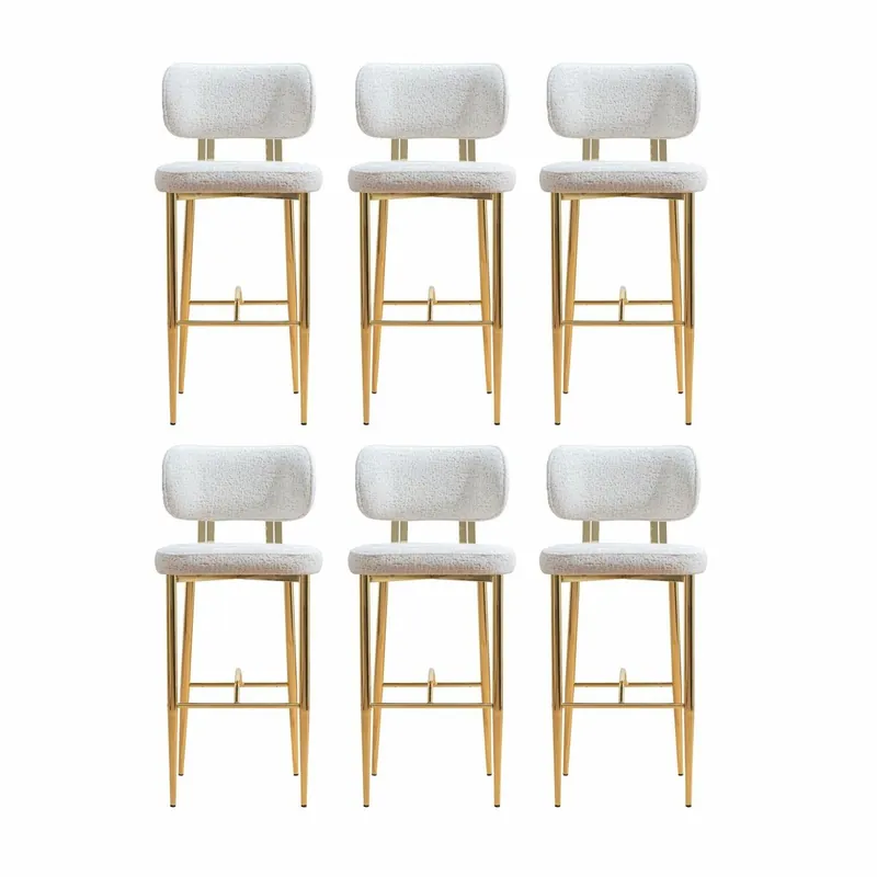 Sofort Bestellen Casa Padrino conjunto de 6 sillas de bar de lujo blanco / oro A. 107 cm - Muebles de bar