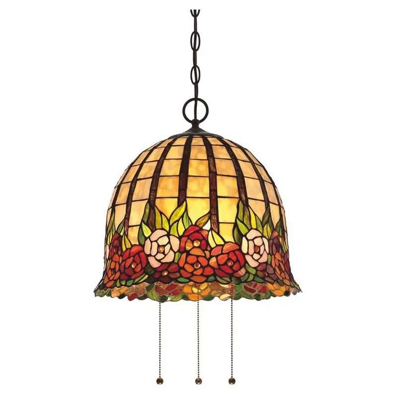 Neu Casa Padrino lámpara colgante Tiffany de lujo rosas colorido / bronce Ø 38,1 x A. 38,3 cm