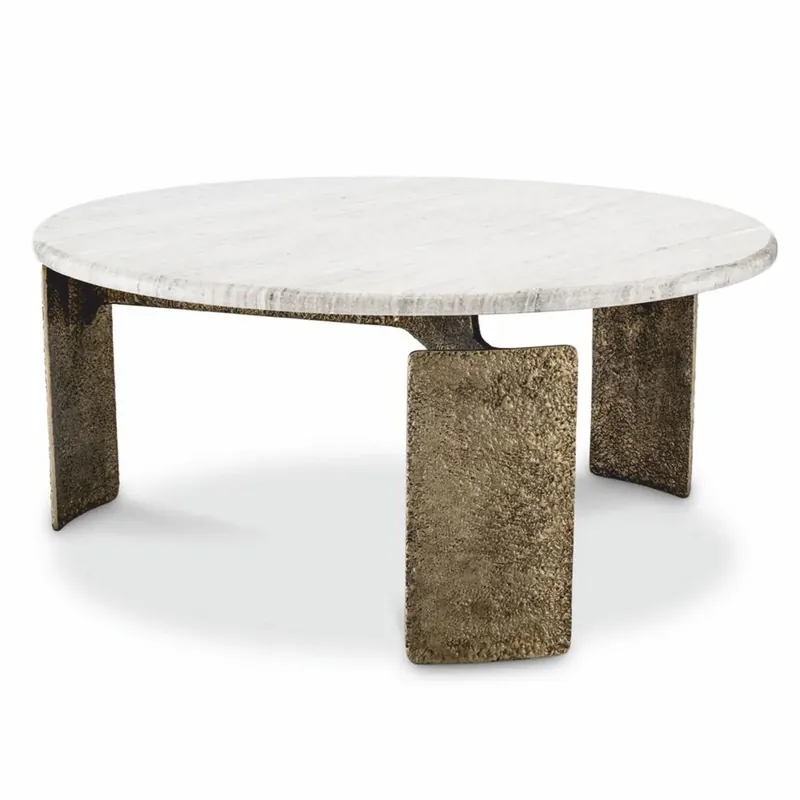 Casa Padrino mesa de centro de lujo con tapa de mármol latón antiguo / beige Ø 100 cm Neu Im Sortiment