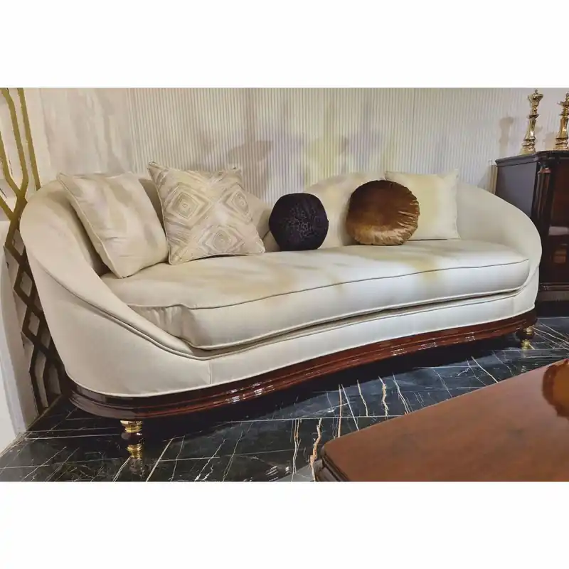Casa Padrino sofá de salón barroco de lujo crema / marrón oscuro / oro 240 cm - Muebles de salón de estilo barroco Sonderangebot