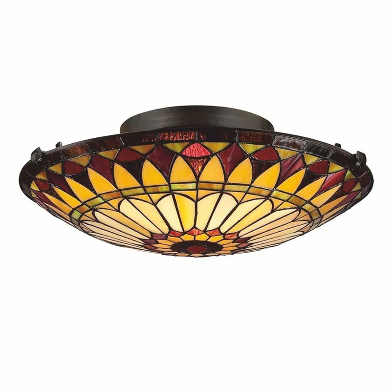Neue Ware Casa Padrino lámpara de techo Tiffany de lujo amarillo / rojo / bronce vintage Ø 42 cm
