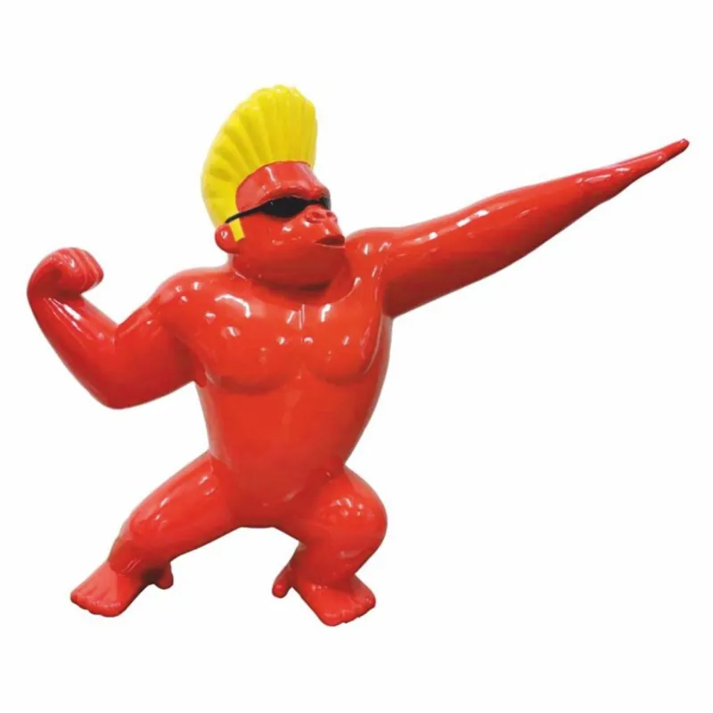 Casa Padrino escultura decorativa mono gorila rojo / amarillo / negro 139 x A. 120 cm Aktuell