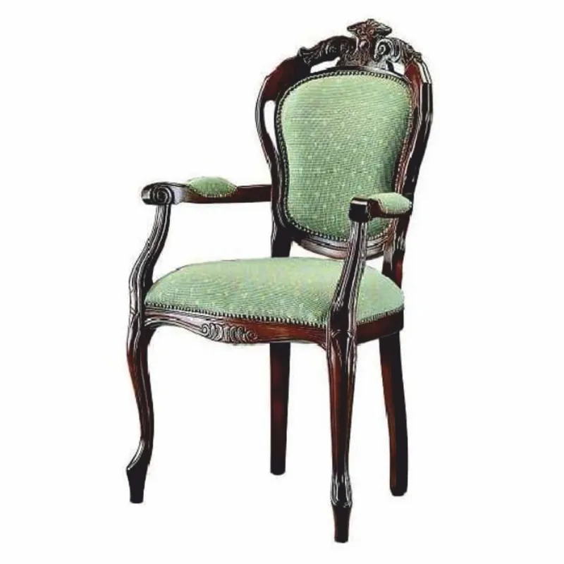 Casa Padrino Silla de Comedor Barroco de Lujo con Reposabrazos Verde / Marrón Oscuro A. 107 cm Ausverkauf