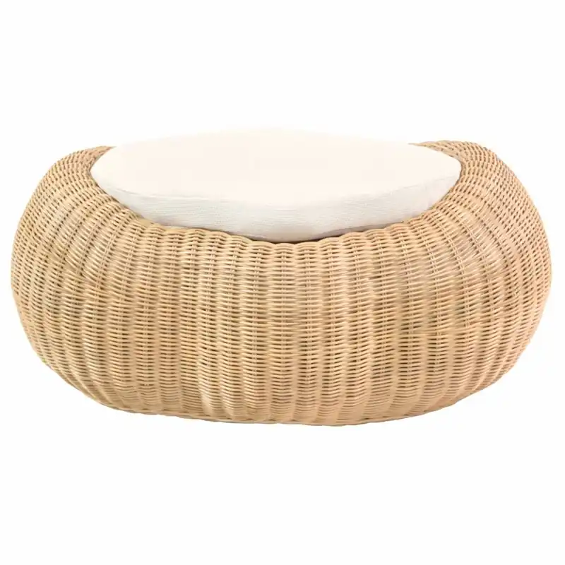 Casa Padrino taburete de lujo natural 86,5 cm - Reposapiés de ratán con cojín Expressversand