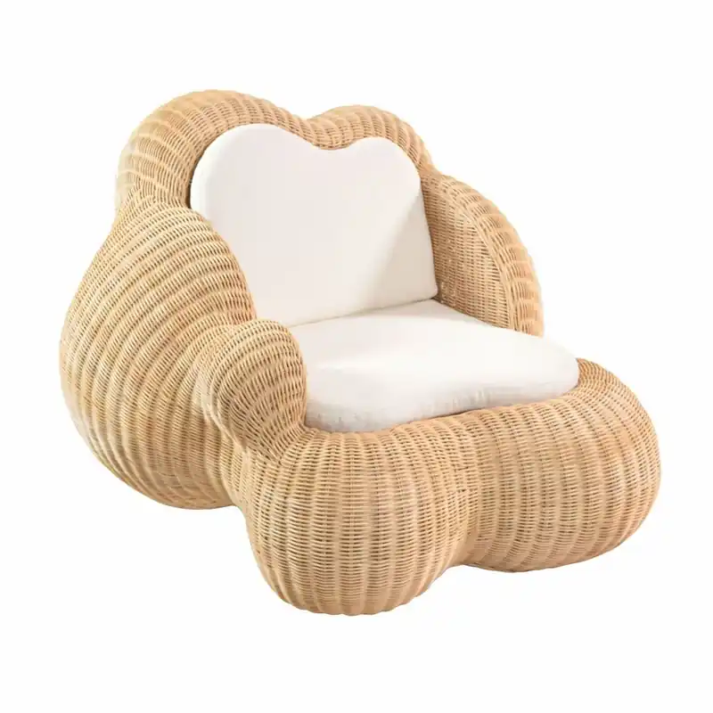 Neu Im Sortiment Casa Padrino sillón de ratán de lujo con cojines natural / blanco - Muebles de ratán