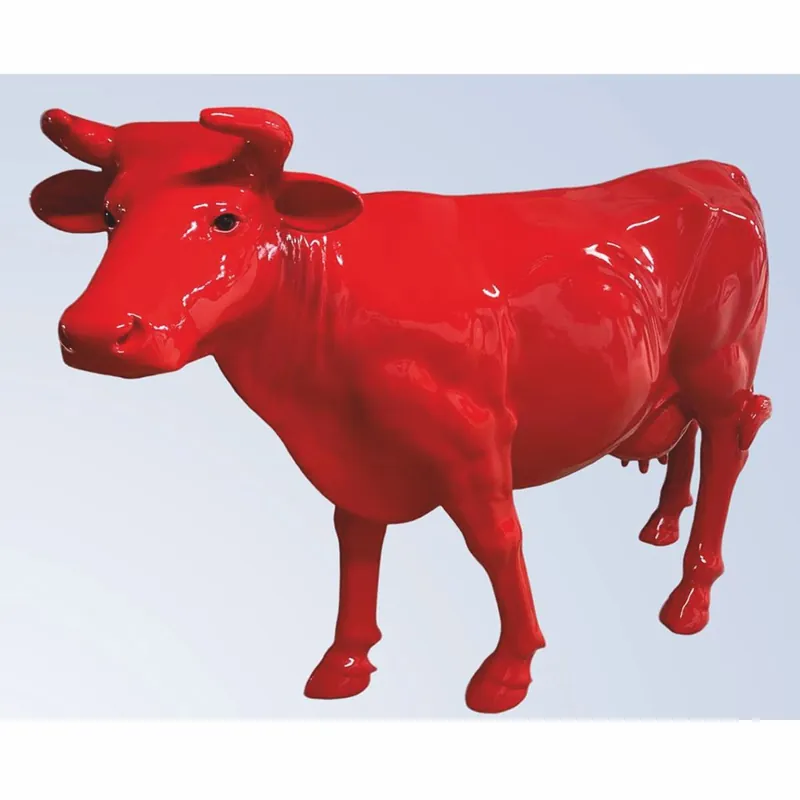 Casa Padrino escultura decorativa XXL vaca rojo 223 x 70 x A. 147 cm - Figura de jardín Top-Seller