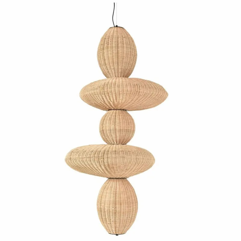 Casa Padrino lámpara colgante LED de ratán de lujo natural A. 147 cm - Lámparas colgantes de lujo Preis Gesenkt