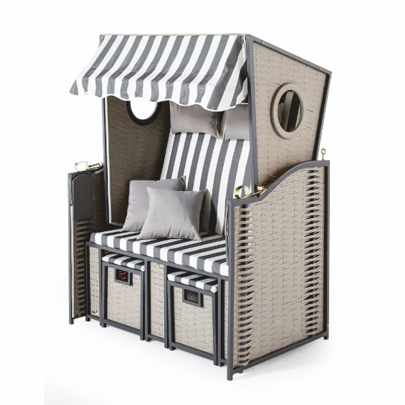 Knallerangebot Casa Padrino silla de playa con techo gris / blanco 114 x 72 x A. 160 cm
