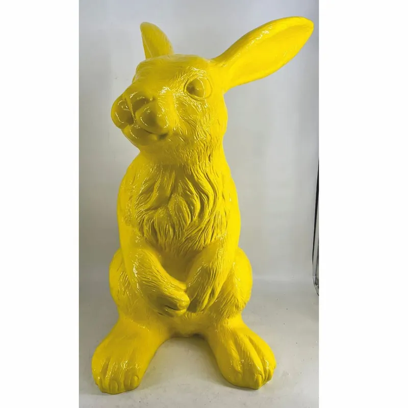Casa Padrino escultura decorativa XXL conejo amarillo A. 120 cm - Figura de jardín Solange Der Vorrat Reicht