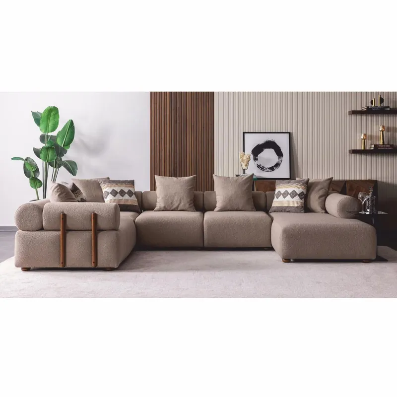 Casa Padrino sofá esquinero de lujo gris / marrón 390 cm - Sofá modular de salón Bestseller