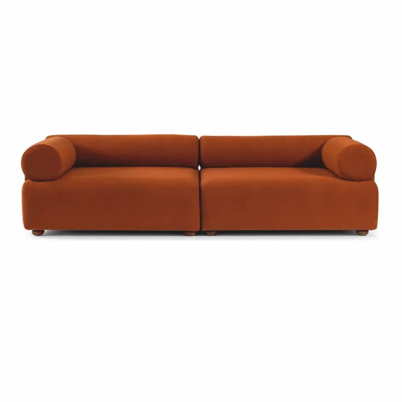 Casa Padrino sofá de lujo naranja / marrón 260 cm - Sofá modular de salón Markenprodukt