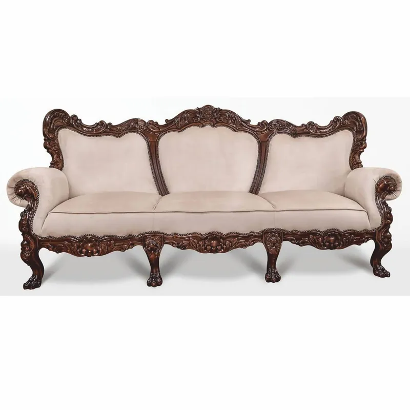 Günstig Casa Padrino sofá de terciopelo barroco de lujo gris / marrón oscuro 227 cm - Muebles de salón de estilo barroco