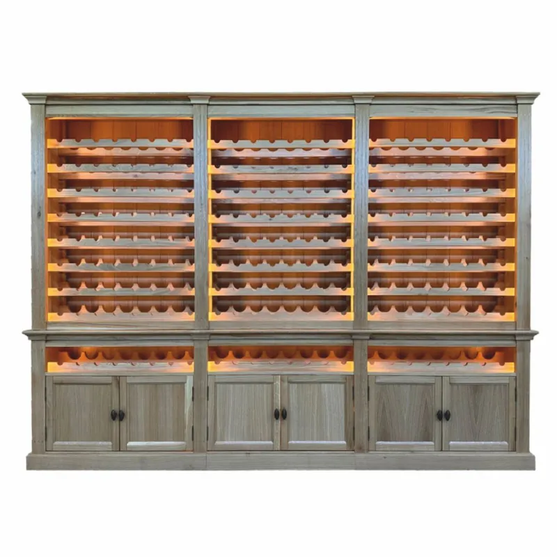 Casa Padrino gabinete de vino de estilo campestre gris / marrón 300 cm - Muebles de bar de estilo campestre Neu