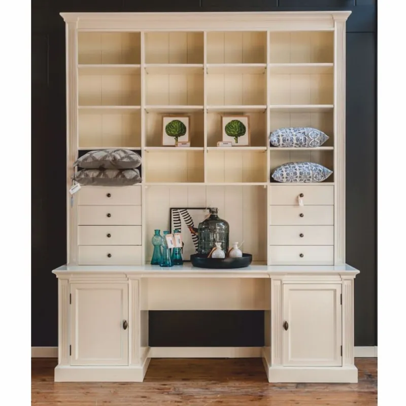 Geprüft Casa Padrino escritorio de estilo campestre con armario de libros crema 210 x 60 x A. 240 cm - Muebles de oficina