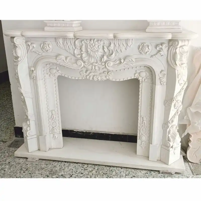 Neuheit Casa Padrino marco de chimenea de mármol barroco de lujo blanco 150 x A. 110 cm - Muebles barrocos