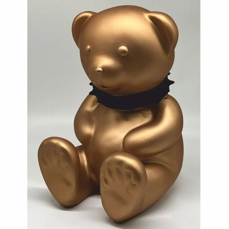 Nur Für Kurze Zeit Casa Padrino figura decorativa oso de peluche con collar oro / negro A. 31 cm - Escultura decorativa