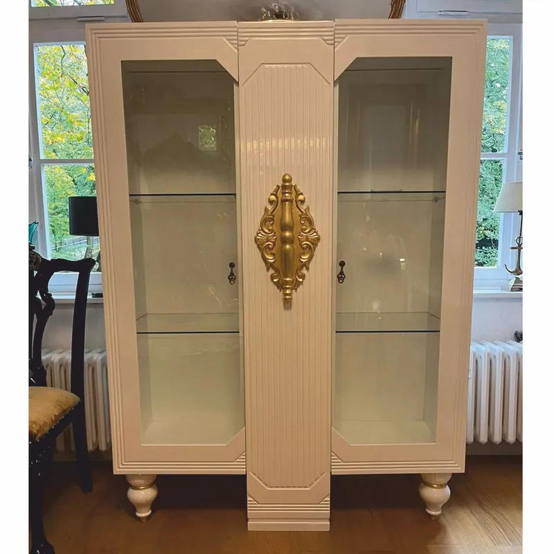 Casa Padrino vitrina barroco de lujo blanco / oro 125 x 49 x A. 169 cm - Pieza de exposición Neu