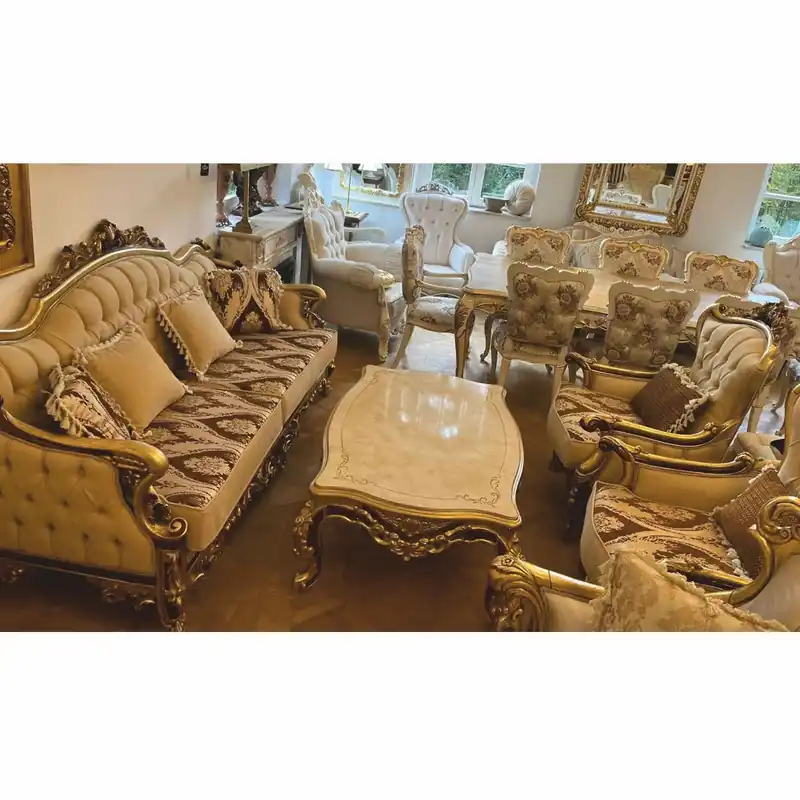 Mega-Angebot Casa Padrino conjunto de sala de estar barroco de lujo beige / marrón / oro - Muebles de estilo barroco