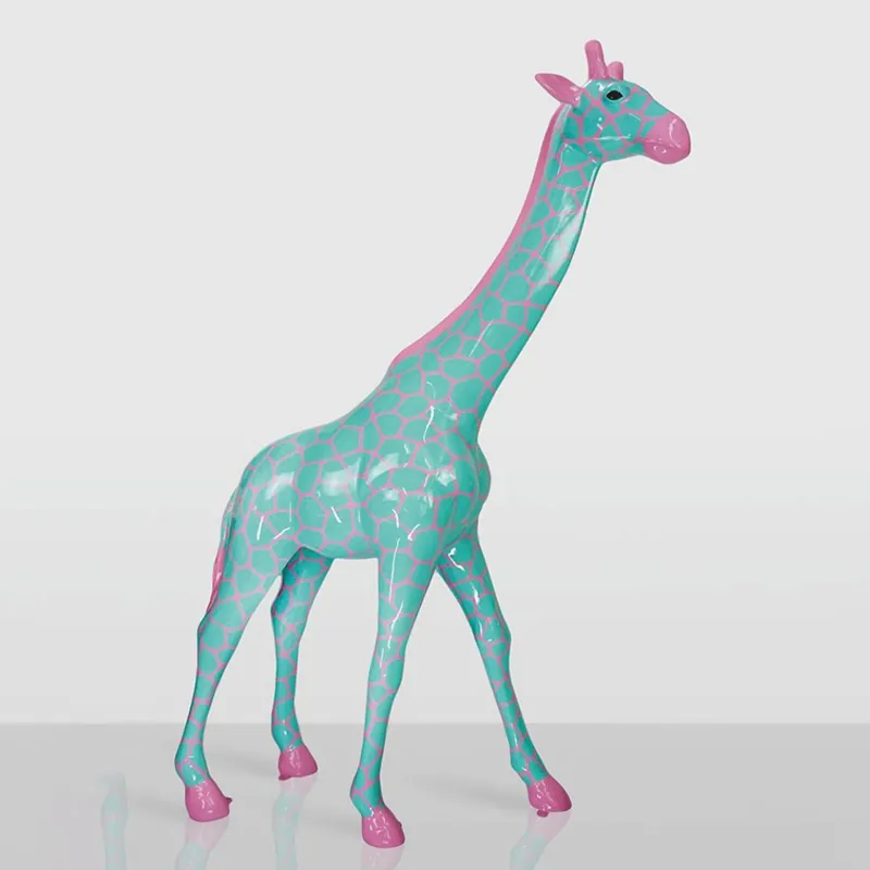 Casa Padrino escultura decorativa XXL jirafa verde menta / rosa A. 230 cm - Figura decorativa de jardín enorme Solange Der Vorrat Reicht