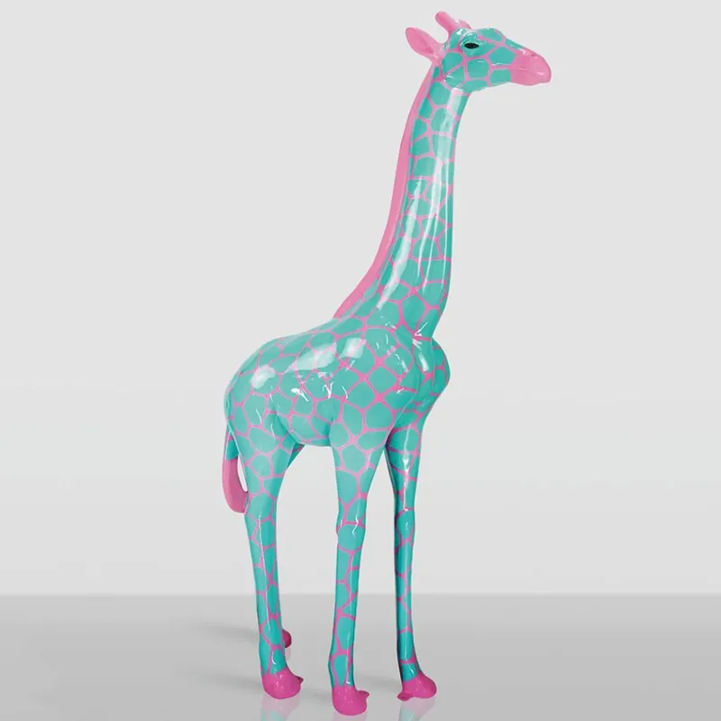 Casa Padrino escultura decorativa XXL jirafa verde menta / rosa A. 205 cm - Figura decorativa de jardín grande Preis Gesenkt
