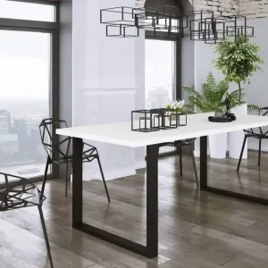 Taunton Tisch 185x67 cm weiß/schwarz schlichte Form des Möbels, angereichert mit stilvollen schwarzen Beinen im Loft-Stil, auslaufsichere Platte Rabatt