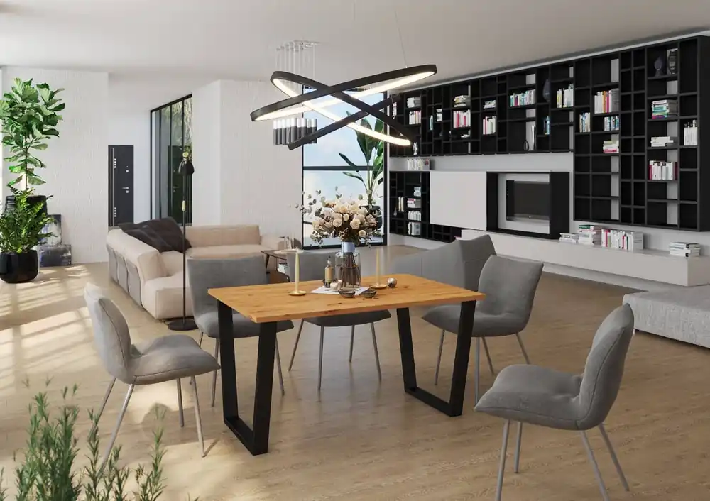 Garantierte Lieferung Woburn Tisch 138x90 cm handwerkliche Eiche / schwarz einfache Form von Möbeln mit stilvollen schwarzen Loft-Stil Beine bereichert auslaufsicher Platte