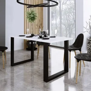 Bestseller Taunton Tisch 138x90 cm weiß/schwarz schlichte Form des Möbels angereichert mit stilvollen schwarzen Beinen im Loft-Stil auslaufsichere Platte