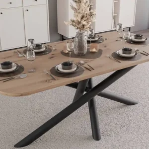 Lyon Tisch 90x185 cm artisan Eiche / schwarz stilvoller Esstisch auf Designer-Spinnenbeinen höhenverstellbar Neu Im Sortiment